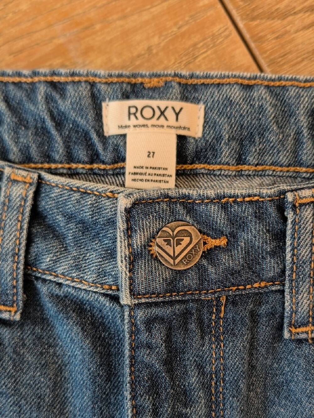 Roxy Blue Distressed High-Rise Denim Shorts - Picture 2 of 4